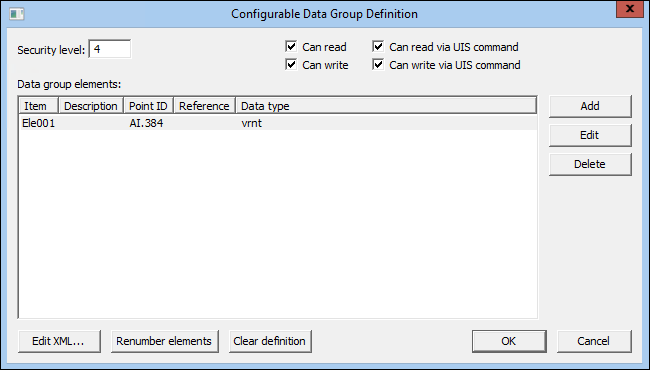 Configurable Data Group Definition